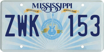 MS license plate ZWK153