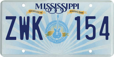 MS license plate ZWK154