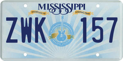 MS license plate ZWK157