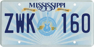 MS license plate ZWK160