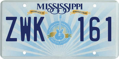 MS license plate ZWK161