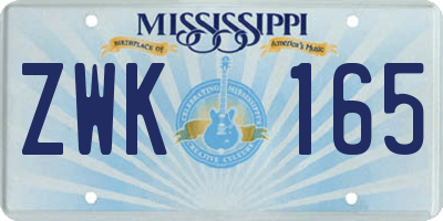 MS license plate ZWK165