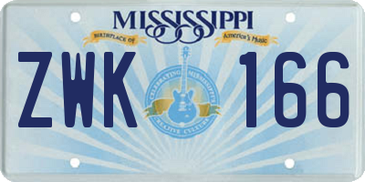 MS license plate ZWK166