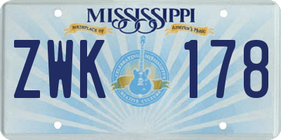 MS license plate ZWK178