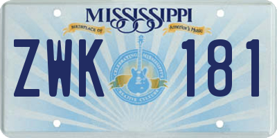MS license plate ZWK181