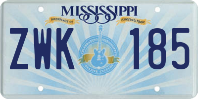MS license plate ZWK185