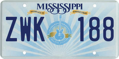 MS license plate ZWK188