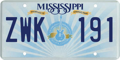 MS license plate ZWK191