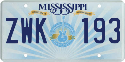 MS license plate ZWK193