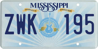 MS license plate ZWK195