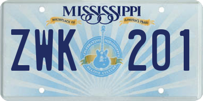 MS license plate ZWK201