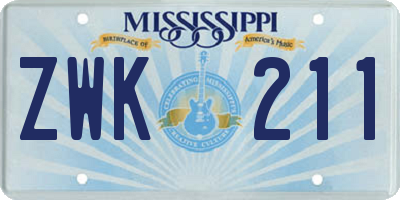 MS license plate ZWK211