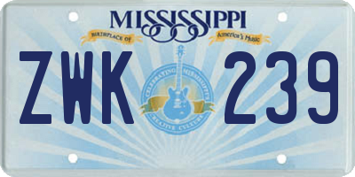 MS license plate ZWK239
