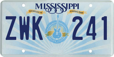 MS license plate ZWK241