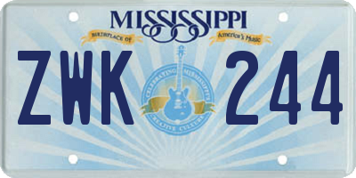 MS license plate ZWK244