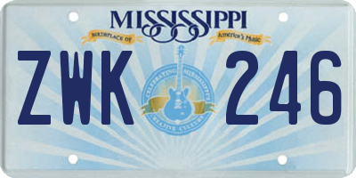 MS license plate ZWK246