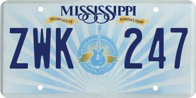 MS license plate ZWK247