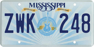 MS license plate ZWK248