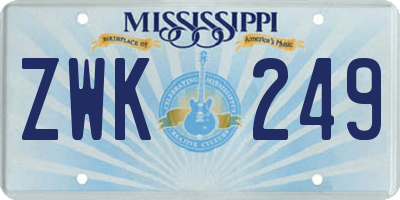 MS license plate ZWK249