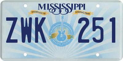 MS license plate ZWK251