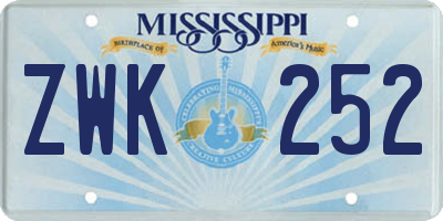 MS license plate ZWK252