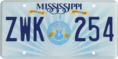 MS license plate ZWK254