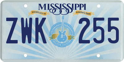 MS license plate ZWK255