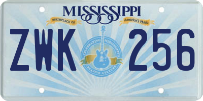 MS license plate ZWK256