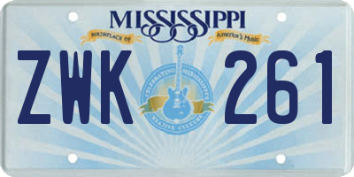 MS license plate ZWK261