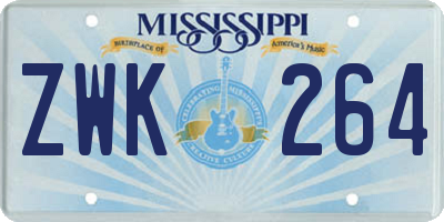 MS license plate ZWK264