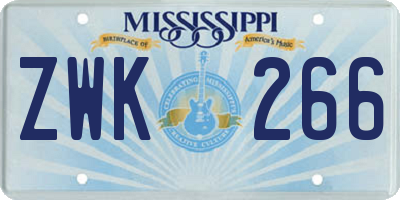MS license plate ZWK266