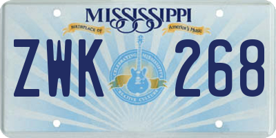 MS license plate ZWK268