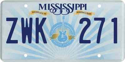 MS license plate ZWK271