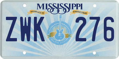 MS license plate ZWK276