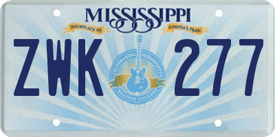MS license plate ZWK277