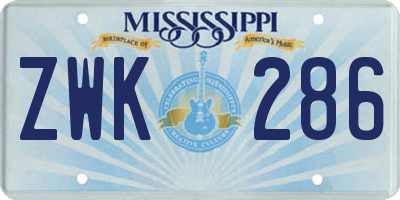 MS license plate ZWK286