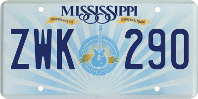 MS license plate ZWK290