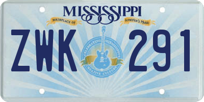 MS license plate ZWK291