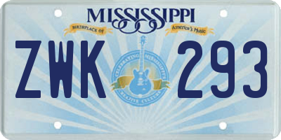 MS license plate ZWK293