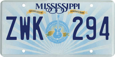 MS license plate ZWK294