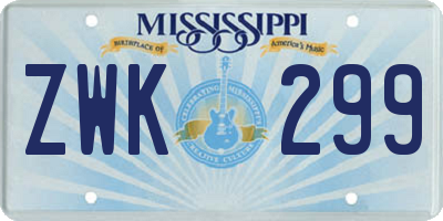 MS license plate ZWK299