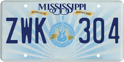 MS license plate ZWK304