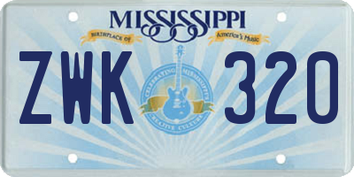 MS license plate ZWK320