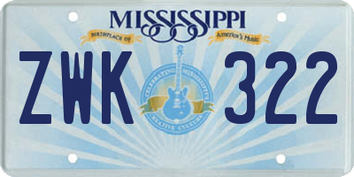 MS license plate ZWK322