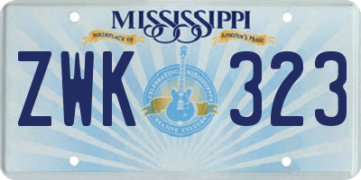 MS license plate ZWK323