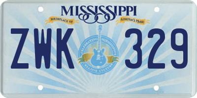 MS license plate ZWK329