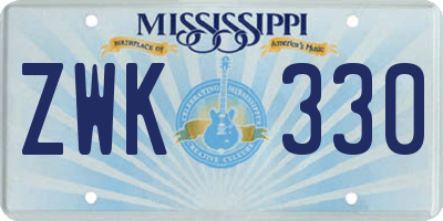 MS license plate ZWK330