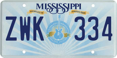 MS license plate ZWK334