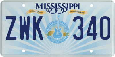MS license plate ZWK340
