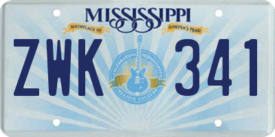 MS license plate ZWK341